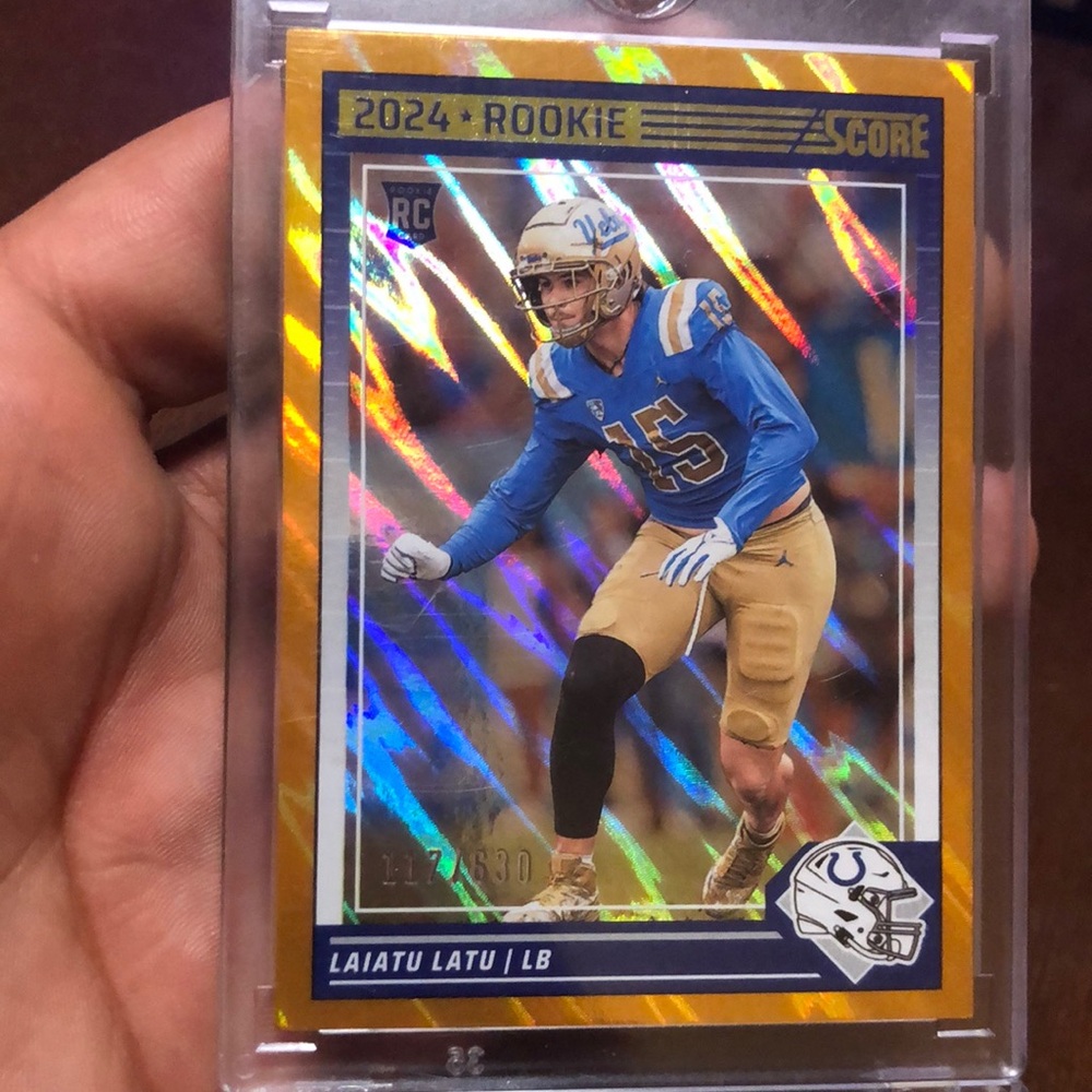2024 Rookie Football Card - Gold and Blue Laiatu latu numbered gold rookie card